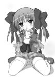  9law child hair_ribbon monochrome panties ribbon shugo_chara! sitting thigh-highs underwear yuiki_yaya 