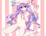  1girl blush bow female hat long_hair omuni panties patchouli_knowledge pink_bow ribbon solo thigh-highs touhou underwear 
