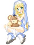  1boy arc_system_works bridget_(guilty_gear) full_body guilty_gear male_focus nun roger simple_background solo stuffed_animal stuffed_toy suka teddy_bear trap white_background 