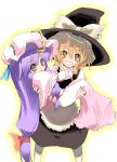  blonde_hair carrying female hat kirisame_marisa long_hair maiku patchouli_knowledge princess_carry purple_hair ribbon touhou 