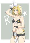  blonde_hair bow chan_co digital_media_player ipod kagamine_rin mp3_player navel solo vocaloid 