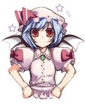  bad_id bat_wings blue_hair fang hands_on_hips red_eyes remilia_scarlet ribbon touhou wings 