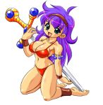  barefoot bikini green_eyes ichiyasu king_of_fighters kneeling long_hair princess_athena purple_hair snk swimsuit sword weapon 