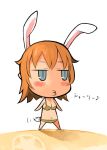  bikini blue_eyes blush bunny_ears charlotte_e_yeager chibi kunichika orange_hair rabbit_ears short_hair strike_witches swimsuit tail 