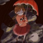  lowres madotsuki rain reflection twin_braids umbrella yume_nikki 