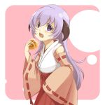  hanyuu higurashi_no_naku_koro_ni horns japanese_clothes kazashino long_hair miko purple_eyes purple_hair violet_eyes 