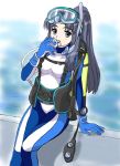  blue_eyes blue_hair bodysuit fujita_(speedlimit) huzita long_hair ponytail scuba suzumiya_haruhi_no_yuuutsu wetsuit 