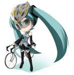  bad_id bicycle chibi detached_sleeves green_eyes hatsune_miku helmet long_hair necktie skirt sunglasses thigh-highs thighhighs tomcat twintails vocaloid 
