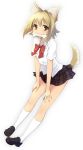  blonde_hair bone dog_ears dog_tail legs original oryou school_uniform serafuku skirt socks tail yellow_eyes 