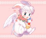  blue_eyes bunny cupcake flower food fruit ogawa_hidari original parrot rabbit strawberry wings 