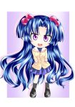  chibi clannad hair_bobbles hair_ornament ichinose_kotomi ion_(artist) long_hair purple_eyes school_uniform twintails two_side_up violet_eyes 