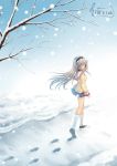  footprints hairband legs loafers long_hair miniskirt sakagami_tomoyo school_uniform shoes silver_hair snow tidsean white_socks winter winter_uniform 