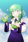  frog green_hair japanese_clothes kochiya_sanae miko touhou 