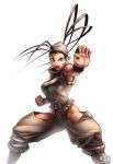  1girl antenna_hair bandanna breasts capcom fighter fighting_stance hair_slicked_back highres hip_vent ibuki_(street_fighter) large_breasts muscle ninja omar_dogan solo street_fighter street_fighter_iii 