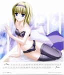  00s 2006 blonde_hair blue_eyes bra calendar hairband highres june lingerie may panties thigh-highs underwear underwear_only 