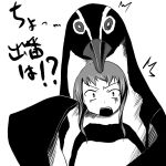  1girl animal_costume bird costume idolmaster idolmaster_xenoglossia monochrome penguin penguin_costume solo takatsuki_yayoi 