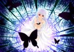  albino butterfly dress original red_eyes tree water white_dress white_hair yuku_(kiollion) 
