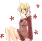  blonde_hair casual fate/stay_night fate_(series) green_eyes lowres saber sinko 