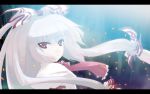  1girl bow closed_mouth expressionless female floating_hair fujiwara_no_mokou hair_bow letterboxed long_hair looking_at_viewer red_eyes sidelocks silver_hair solo tokiame touhou upper_body very_long_hair white_bow wind 