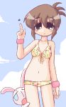  beach bikini brown_hair ichijou ikkyuu mesousa oekaki pani_poni_dash! swimsuit 