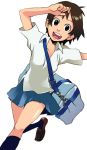  bag brown_eyes brown_hair dutch_angle konno_makoto saitou_yahu school_uniform serafuku short_hair strap_cleavage toki_wo_kakeru_shoujo 