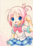  1girl amamiya_manami bow gakuen_utopia_manabi_straight! pink_bow plaid plaid_skirt shirohebidou skirt solo 