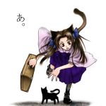  animal_ears boots brown_hair cat cat_ears cat_tail skull_mania suitcase tail 