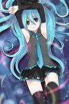  1girl blue_hair hatsune_miku long_hair solo thigh-highs very_long_hair vocaloid 