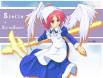  blue_days maid pink_hair polearm spear tsukinami tsukinami_kousuke weapon wings 