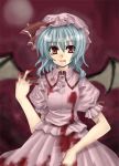  1girl bat_wings blood bloody_clothes female purgatorial_red remilia_scarlet solo touhou wings 
