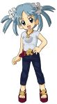  1girl capri_pants casual highres kasuga39 pants sandals solo wikipe-tan wikipedia 