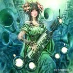  1girl dimension_zero fantasy instrument keyboard keytar mushroom music piano solo underwater yamashita_shun&#039;ya 