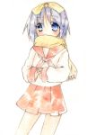  1girl hiiragi_tsukasa hizu ichiya_(obey) lucky_star scarf simple_background solo 