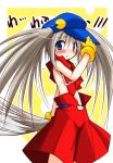  blue_eyes blush cosplay gloves hat klonoa klonoa_(cosplay) klonoa_(series) little_busters!! namco navel noumi_kudryavka pac-man pac-man_(game) silver_hair tail twintails umesato_yukino 