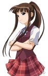  long_hair mahou_sensei_negima! ookouchi_akira plaid plaid_skirt ponytail school_uniform serafuku skirt 