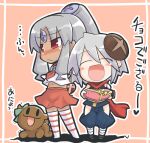  akaneya blush chibi chocolate midriff os-tan red_eyes school_uniform serafuku silver_hair skirt thigh-highs visbou vista-tan vistake zettai_ryouiki 