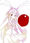  1girl animal_ears female kiriu monochrome rabbit_ears red_eyes reisen_udongein_inaba solo spot_color touhou 