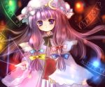  1girl book bow female magic_circle patchouli_knowledge pentagram pink_bow solo torii_sumi touhou 