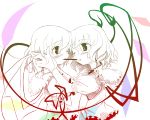  female flandre_scarlet pocky pocky_kiss remilia_scarlet shared_food siblings sisters takahero touhou wings 