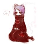  ... 1girl artist_request blush coat expressionless flower hands_on_lap konan long_sleeves looking_at_viewer lowres naruto naruto_shippuuden pink_hair red_eyes short_hair sitting solo speech_bubble spoken_ellipsis turtleneck yokozuwari 