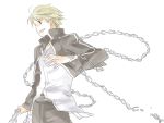  1boy blonde_hair casual chains fate/stay_night fate_(series) gilgamesh male_focus red_eyes simple_background smile solo 