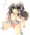  1girl asano_shimon breasts cleavage green_eyes large_breasts solo tabi tears 