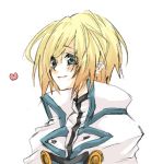  1boy androgynous arc_system_works artist_request blonde_hair blush closed_mouth green_eyes guilty_gear heart ky_kiske lowres male_focus simple_background smile solo white_background 