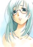  1girl glasses green_eyes green_hair katou_ryouichi solo 