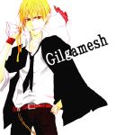  1boy blonde_hair chains fate/stay_night fate_(series) formal gilgamesh male_focus necktie red_eyes shirt smile solo white_shirt 