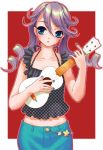  1girl blue_eyes instrument original playing purple_hair solo standing suzumi_atsushi ukulele 