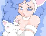  1girl animal_ears big_hair breast_press breasts capcom cat cat_ears cat_tail felicia noise solo tail vampire_(game) 