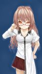 1girl glasses murata_taichi original school_uniform serafuku solo 