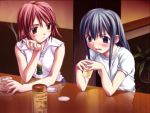  2girls blush boku_to_bokura_no_natsu cigarette drinking fue_(tsuzuku) game_cg ichimura_kiri multiple_girls ogawa_touko smoking 