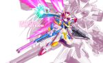  1girl 90s female gundam hair_over_one_eye mecha mecha_musume midriff purple_hair solo v2_gundam victory_gundam violet_eyes zoom_layer 